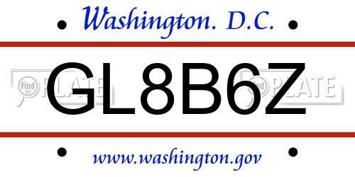 GL8B6Z District Of Columbia License Plate