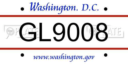 GL9008 District Of Columbia License Plate
