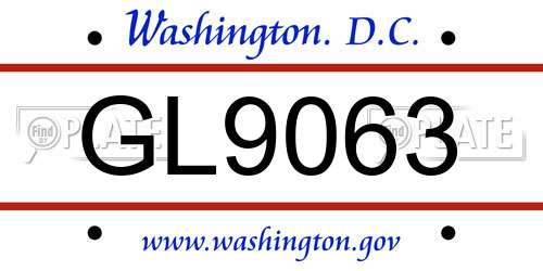 GL9063 District Of Columbia License Plate