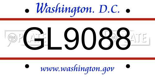 GL9088 District Of Columbia License Plate