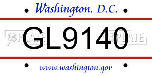 GL9140 District Of Columbia License Plate