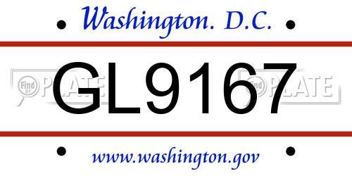 GL9167 District Of Columbia License Plate