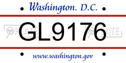 GL9176 District Of Columbia License Plate