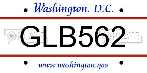 GLB562 District Of Columbia License Plate