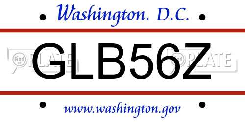 GLB56Z District Of Columbia License Plate