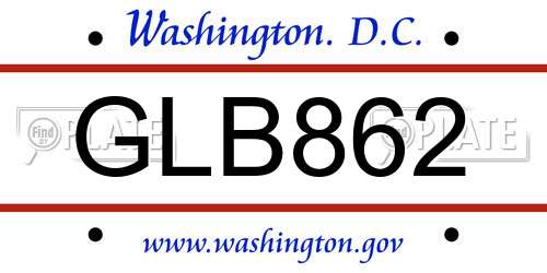 GLB862 District Of Columbia License Plate