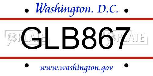 GLB867 District Of Columbia License Plate