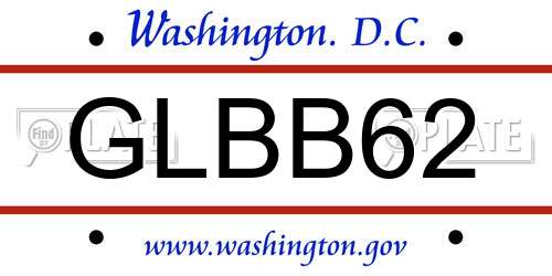 GLBB62 District Of Columbia License Plate