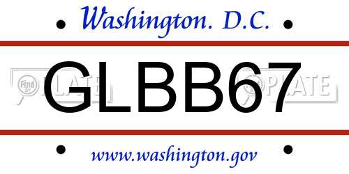 GLBB67 District Of Columbia License Plate