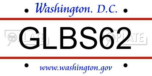 GLBS62 District Of Columbia License Plate