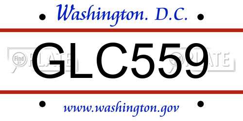 GLC559 District Of Columbia License Plate