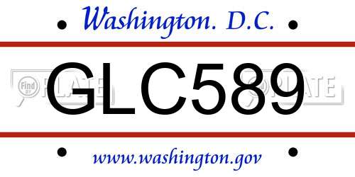 GLC589 District Of Columbia License Plate