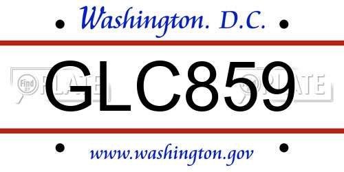 GLC859 District Of Columbia License Plate