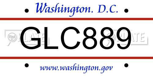 GLC889 District Of Columbia License Plate