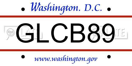 GLCB89 District Of Columbia License Plate