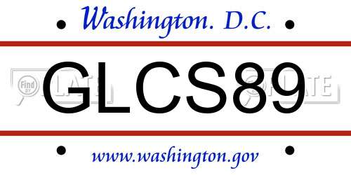 GLCS89 District Of Columbia License Plate