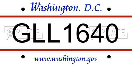 GLL1640 District Of Columbia License Plate