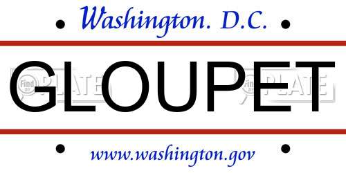GLOUPET District Of Columbia License Plate