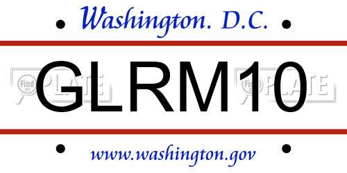 GLRM10 District Of Columbia License Plate