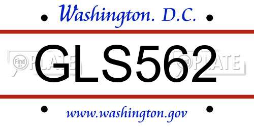 GLS562 District Of Columbia License Plate