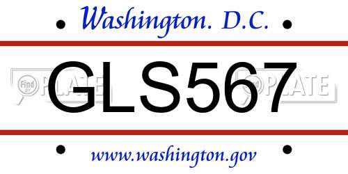 GLS567 District Of Columbia License Plate