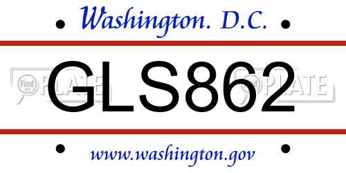 GLS862 District Of Columbia License Plate