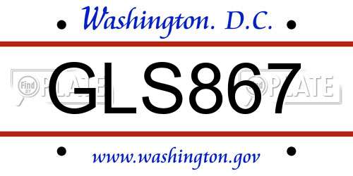 GLS867 District Of Columbia License Plate
