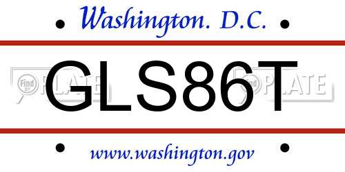 GLS86T District Of Columbia License Plate