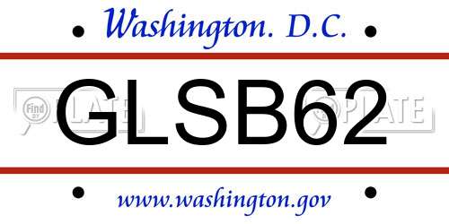 GLSB62 District Of Columbia License Plate