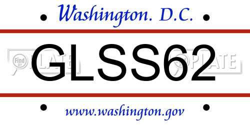 GLSS62 District Of Columbia License Plate