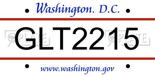 GLT2215 District Of Columbia License Plate