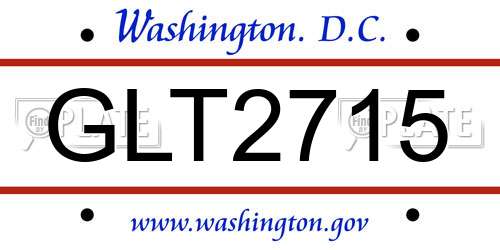 GLT2715 District Of Columbia License Plate
