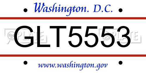 GLT5553 District Of Columbia License Plate