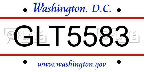 GLT5583 District Of Columbia License Plate