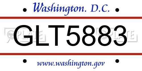 GLT5883 District Of Columbia License Plate