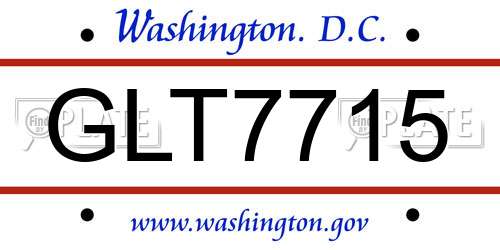 GLT7715 District Of Columbia License Plate