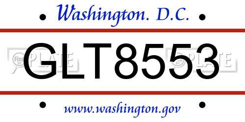 GLT8553 District Of Columbia License Plate