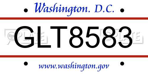 GLT8583 District Of Columbia License Plate