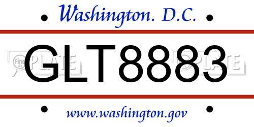 GLT8883 District Of Columbia License Plate