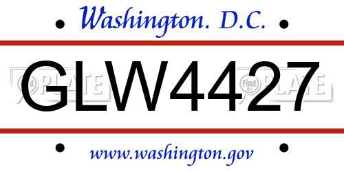 GLW4427 District Of Columbia License Plate
