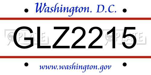 GLZ2215 District Of Columbia License Plate