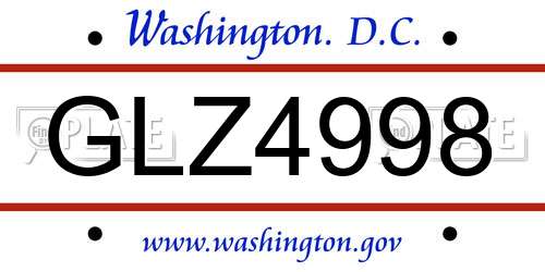 GLZ4998 District Of Columbia License Plate