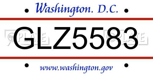 GLZ5583 District Of Columbia License Plate