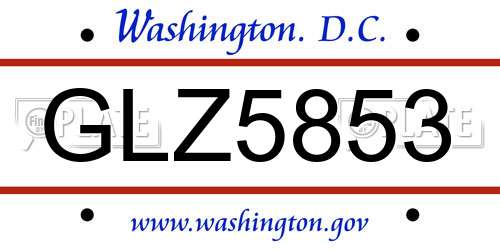 GLZ5853 District Of Columbia License Plate