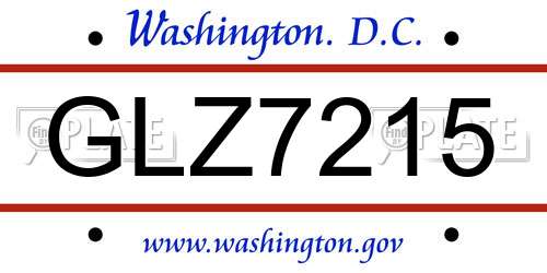 GLZ7215 District Of Columbia License Plate