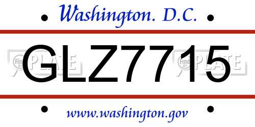 GLZ7715 District Of Columbia License Plate