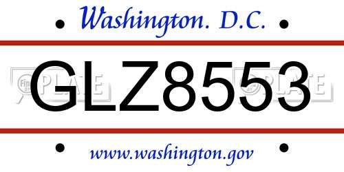 GLZ8553 District Of Columbia License Plate