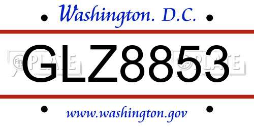 GLZ8853 District Of Columbia License Plate
