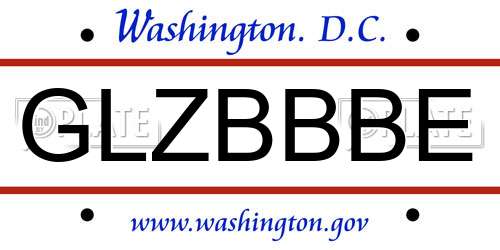 GLZBBBE District Of Columbia License Plate