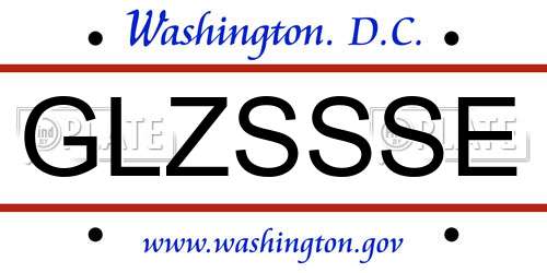 GLZSSSE District Of Columbia License Plate